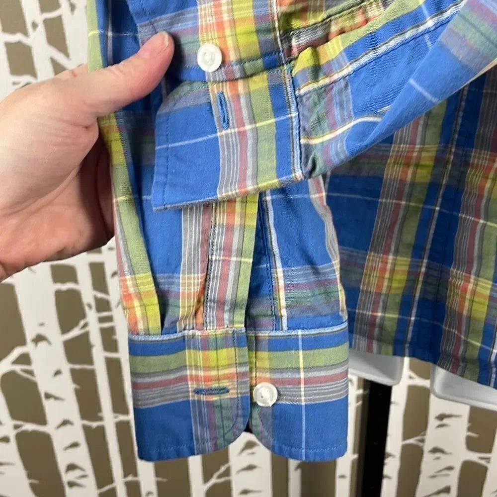 Pendleton Plaid Button Down Blue Yellow Orange S - Picture 6 of 6